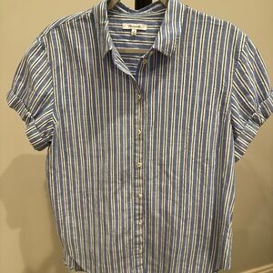 Madewell Blue and White Striped Casual Shirt